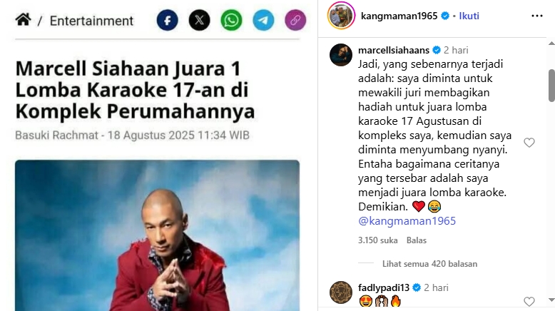 Klarifikasi Marcell Siahaan